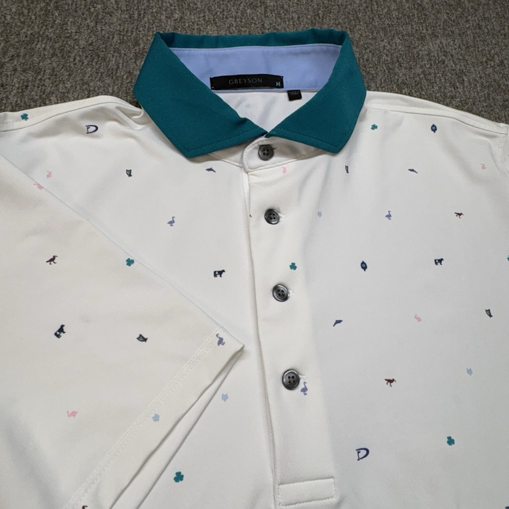Greyson Clothiers Mens Spirit Of Golf Polo Shirt Size M White Preppy Casual